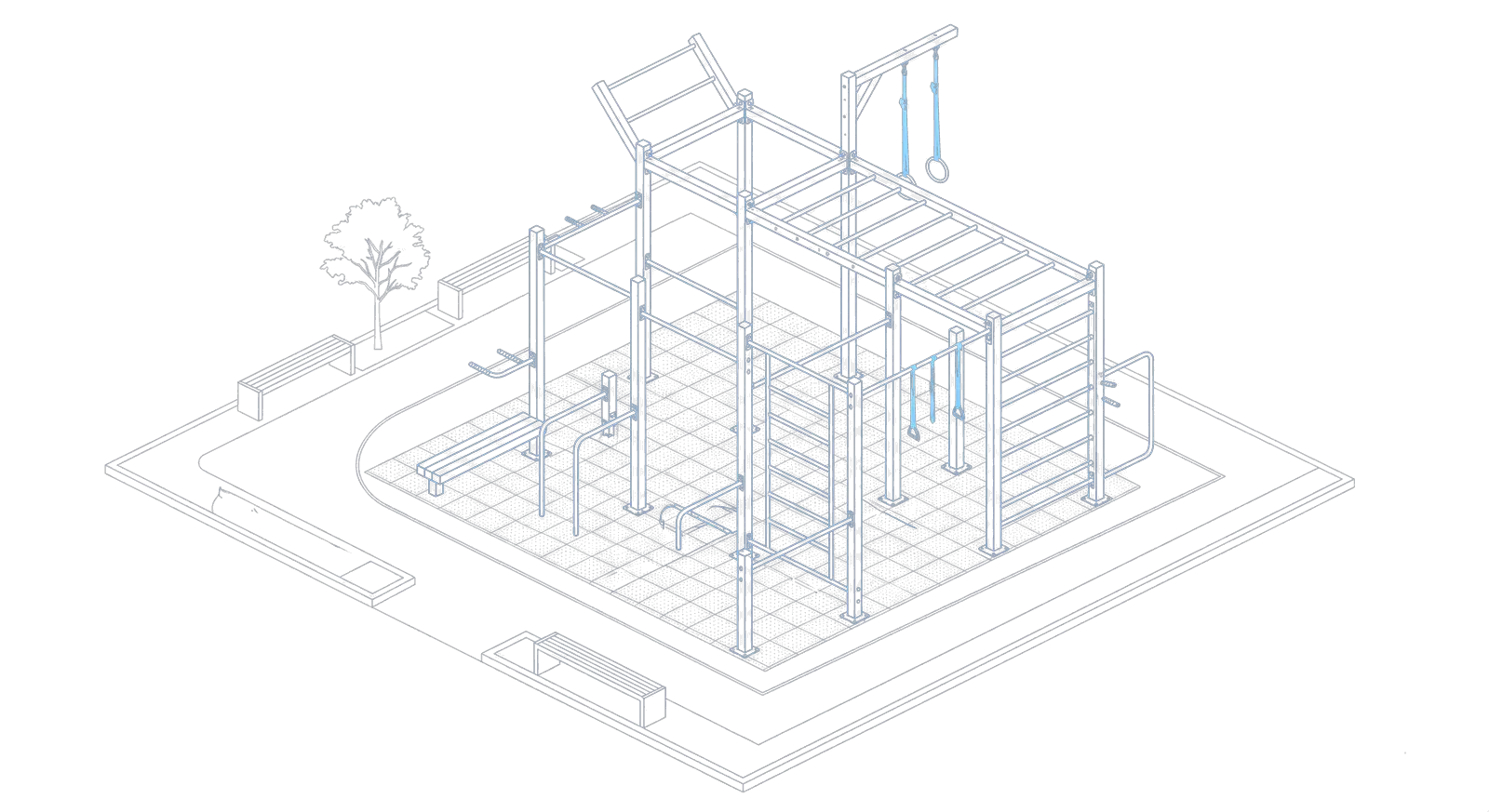 Plano isométrico de estación de calistenia Vector Urbano